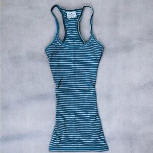 American Eagle Outfitters Teal Striped Tank Top